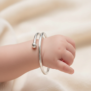 One Pair 925 Plain Silver Baby Kada - Adjustable (ideal for Newborns to 3 years age)